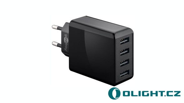 Čtyřkanálový síťový USB adaptér (celkem 6000 mA, 30W)