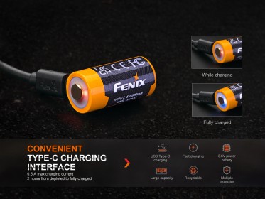 Fenix RCR123A 800 mAh USB-C Li-ion