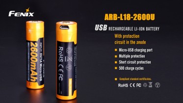 Dobíjecí USB baterie Fenix 18650 2600 mAh (Li-ion)